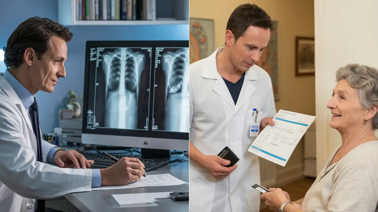 il radiologo referta le immagini e le spedice al tecnico che consegna il referto alla paziente